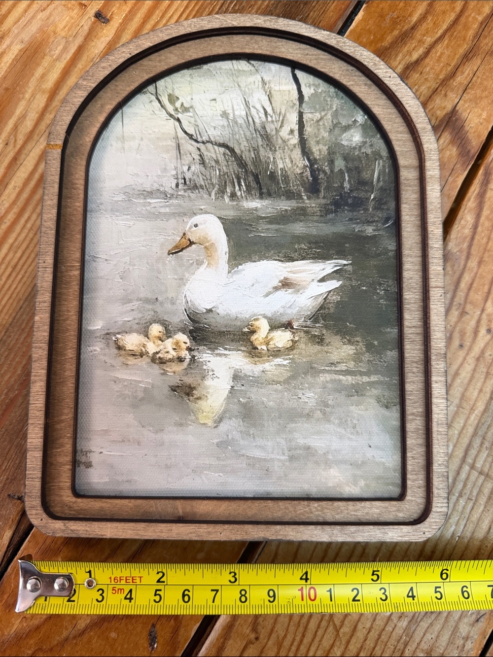 Wood-Framed Duck Family Wall Art in White and Brown